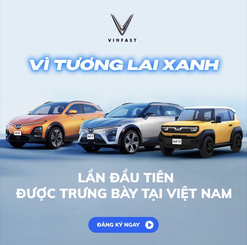 Trương bày xe điện VF3, VF6, VF7
